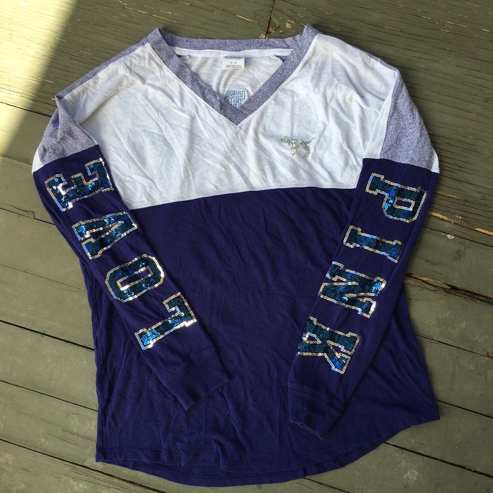 VS Pink Sequin Long Sleeve Tee